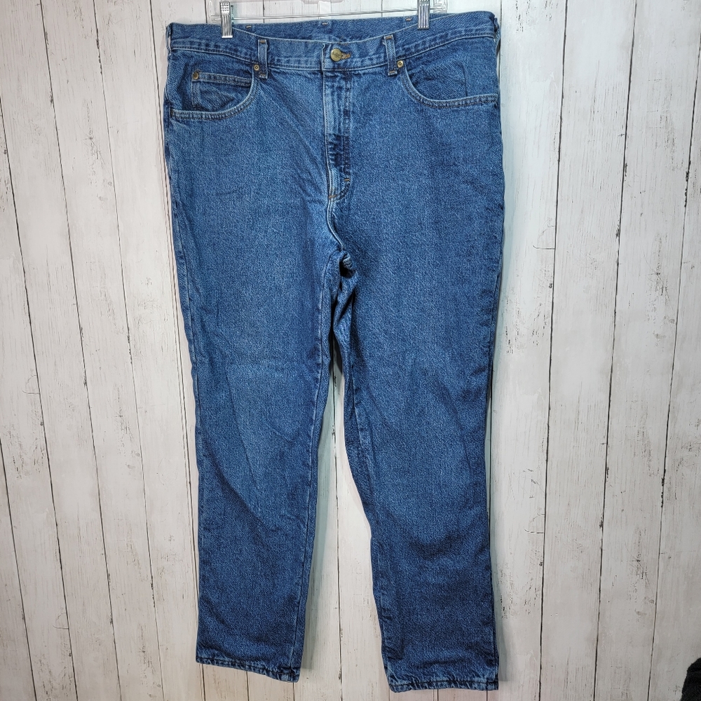 Vintage LL Bean Men's Plaid Flannel Lined Denim Jeans USA Union Made Size 40X32.